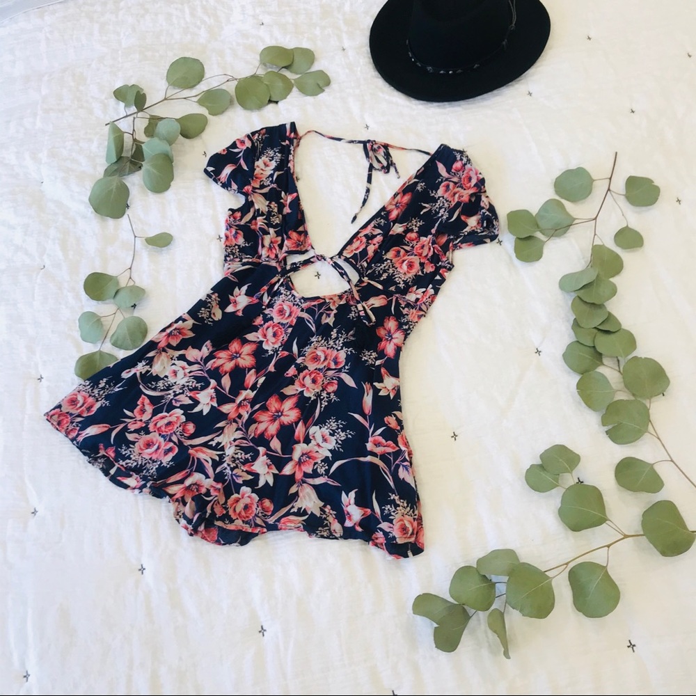 Floral Romper with open back